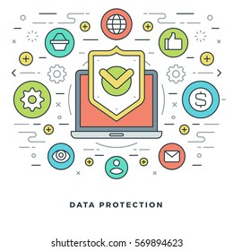 Flat line Vector illustration. Modern thin linear stroke icons. Website Header Graphics, Banner, Infographics Design, Promotional Materials.