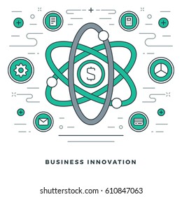 Flat line Vector illustration. Modern thin linear stroke icons. Website Header Graphics, Banner, Infographics Design, Promotional Materials. Business innovation, Science icon.