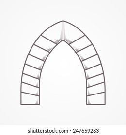 Flat line vintage design vector icon for brick lancet archway.