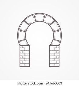 Flat Line Vintage Design Vector Icon For Horseshoe Shape Brick Arch.