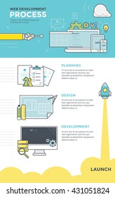 Flat Line Web Development Infographic for Web Design Concept. Web Development Process.