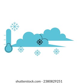 Flat line winter storm. Vector illustration with natural disaster theme and flat line vector style. Editable vector.