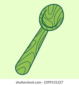 Flat line wooden spoon. Vector illustration with sustainability theme and flat line vector style. Editable vector element.