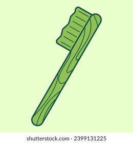 Cepillo de dientes de línea plana. Ilustración vectorial con tema de sostenibilidad y estilo vectorial de línea plana. Elemento vector modificable.