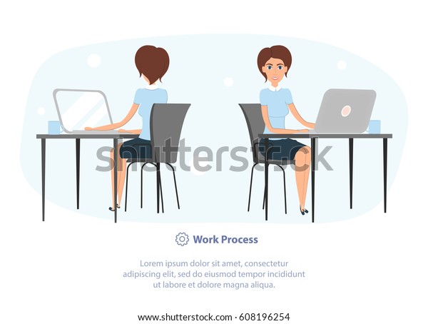 Flat Line Work Cartoon Concept Young Stock Vector Royalty Free