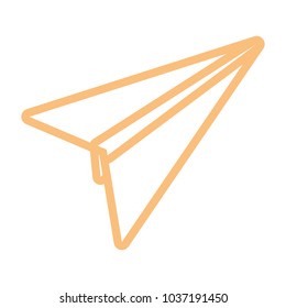 flat line yellow paper plane over white background vector illustration