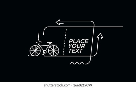 Flat linear bicycle for promotion ribbon, banner, scroll,  sticker, badge, price tag, poster.
