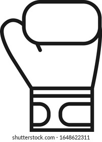 Flat linear boxing glove icon, with black line and white background. Vector file