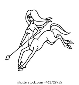 Flat linear centaur illustration