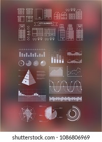 Flat linear city Infographic. Vector town illustration