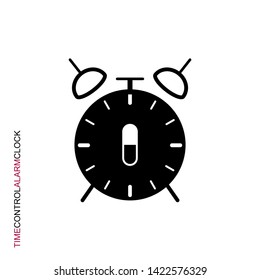 Flat linear design. Alarm clock icon for apps, web sites and public use. Concept. Vector. Time control