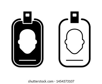 Flat linear design. Badge badge for applications, web sites and public use. Abstract card with a clip and a man's head. Concept - Person Identification Card - Vector.