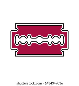 Flat linear design. Blade icon for mobile apps, web sites and public use. Vector illustration. Razor blade. Color red