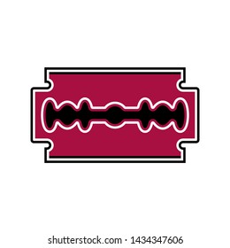Flat linear design. Blade icon for mobile apps, web sites and public use. Vector illustration. Razor blade. Color red