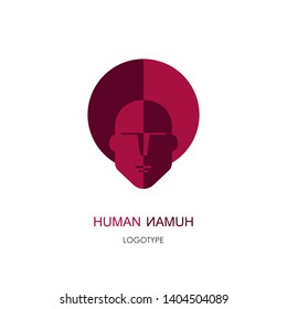 Flat linear design. Company logo, sign or icon for public places, icon for applications and web sites, signboard,emblem.The head of a man. 