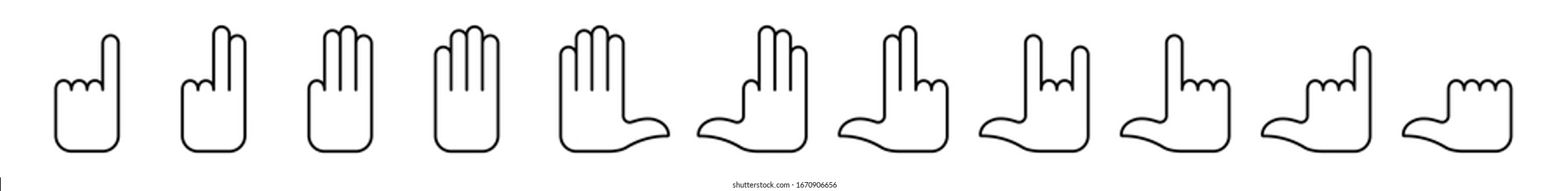 Flat linear design. Contour gestures collection. Vector illustration