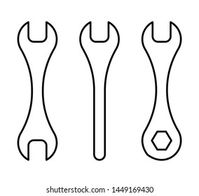 Flat linear design. Crossed wrenches vector icon for applications, web sites and public use - Vector