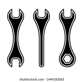 Flat linear design. Crossed wrenches vector icon for applications, web sites and public use - Vector