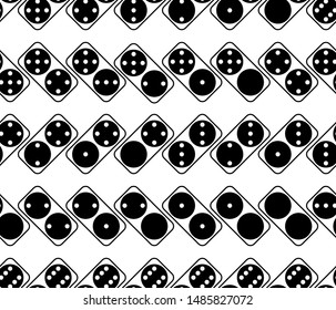 Flat linear design. Dominoes seamless pattern. White and black background. Abstract geometric shape texture. Design template for wallpapers ,wrapping, textile. Vector Illustration