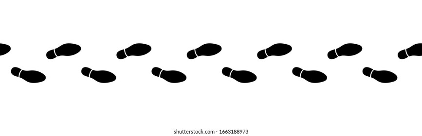 Flat linear design. Geometric seamless pattern of human footprints. Vector illustration.