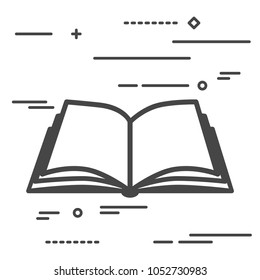Flat Linear design graphic image concept of open book icon on a white background