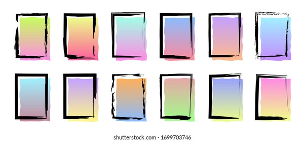 Flat linear design. Grunge banner collection. Isolated on a white background. Vector illustration.	
