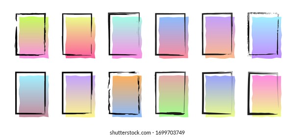 Flat linear design. Grunge banner collection. Isolated on a white background. Vector illustration.	
