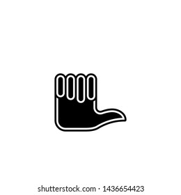 Flat linear design. Hand gesture icon for mobile apps, web sites and public use. Vector illustration. Palm with bent fingers and straightened thumb. Yes! Well done! I did it!