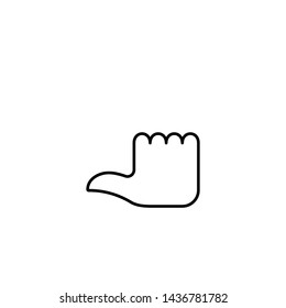 Flat linear design. Hand gesture icon for mobile apps, web sites and public use. Vector illustration. Palm with bent fingers and straightened thumb. Yes! Well done! I did it!