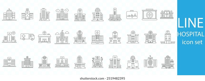 Flat linear design. House icons set. Web-home - go to the main page. Icon for applications, web sites and other internet resources. Vector elements