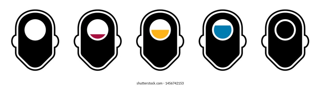 Flat linear design. Human icon for apps, web sites and public use. Human head and indicator with energy level. Concept - Brain activity and human condition - Vector.