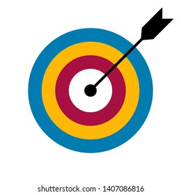 Flat linear design. Icon board and arrow for playing darts. Vector illustration