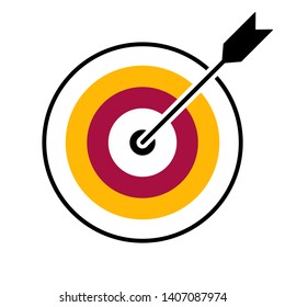 Flat linear design. Icon board and arrow for playing darts. Vector illustration