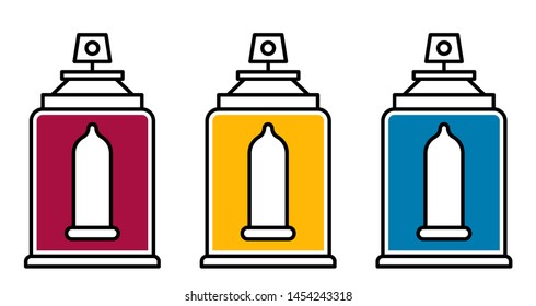 Flat linear design. The icon of a modern contraceptive for applications, web sites and public use. Balon with a liquid condom - Vector.