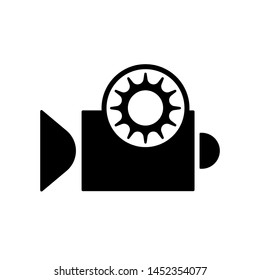 Flat linear design. Flat icon of video recorder with record sign for apps and web sites. Vector illustration. Day shotting.