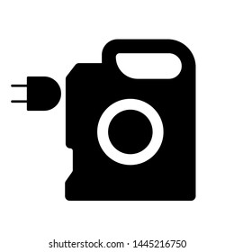 Flat linear design. Information index icon for electric vehicle refueling for apps, web sites and public use. Canister with electrical outlet. Concept - Modern fuel. Vector