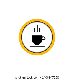 Flat linear design. Informational drink icon. A cup with hot coffee or tea. Vector illustration