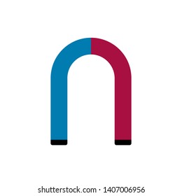 Flat linear design. Magnet icon with indicated poles for public use, web sites and applications. Vector illustration