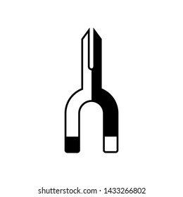Flat linear design. Magnetic key icon. Magnet and key connection. Conceptual. Vector illustration
