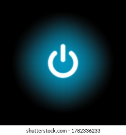 Flat linear design. Media player icon for applications, web sites and public use. Vector illustration. Touch control button - power. Glowing touch button.
