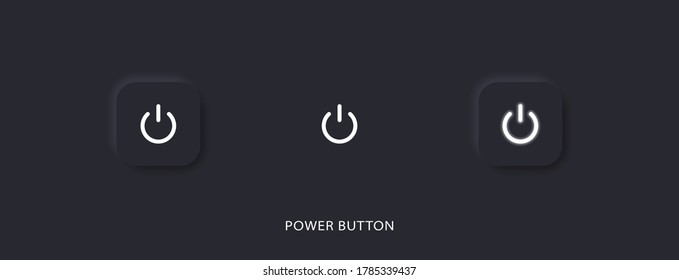 Flat linear design. Media player icon for applications, web sites and public use. Vector illustration. Touch control button - power. Glowing touch button	
