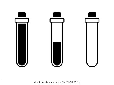 Flat linear design. Medical test tube icon.The closed test tube for mobile applications, web sites and public use.Vector. Fill level.