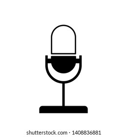 Flat linear design. Microphone icon for apps and web sites. Vector illustration. Black and white