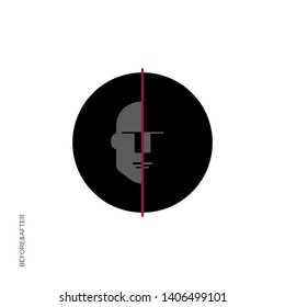 Flat linear design. Modern Art. The philosophical concept of human life before and after the fateful trait. Vector illustration.