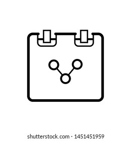 Flat linear design. Notepad icon for applications, web sites. Scientist's work pad or note pad with scientific notes and notes - Vector.