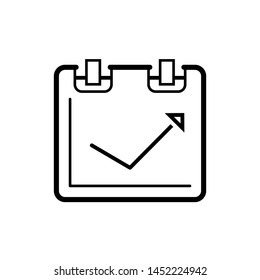 Flat linear design. Notepad icon for applications, web sites. Notepad and work schedule. - Vector.