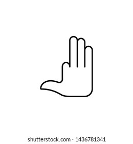 Flat linear design. Number four hand gesture icon for mobile applications, web sites and public use. Vector illustration. Open palm with one bent finger. Four fingers.