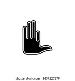 Flat linear design. Number four hand gesture icon for mobile applications, web sites and public use. Vector illustration. Open palm with one bent finger. Four fingers.