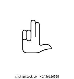 Flat linear design. Number three hand gesture icon for mobile applications, web sites and public use. Vector illustration. Palm and three fingers.