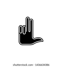 Flat linear design. Number three hand gesture icon for mobile applications, web sites and public use. Vector illustration. Palm and three fingers.